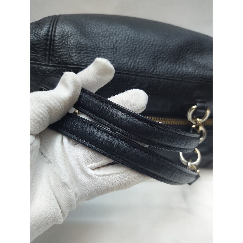 Coach Black Pebbled Leather Double Handles Zipper Closure Satchel Bag - Picture 6 of 14
